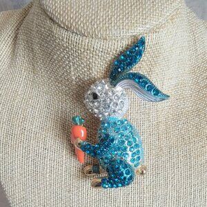 Betsey Johnson Blue Bunny Brooch